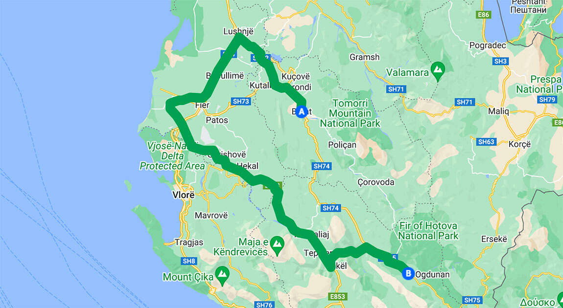 Alternative route via Levan